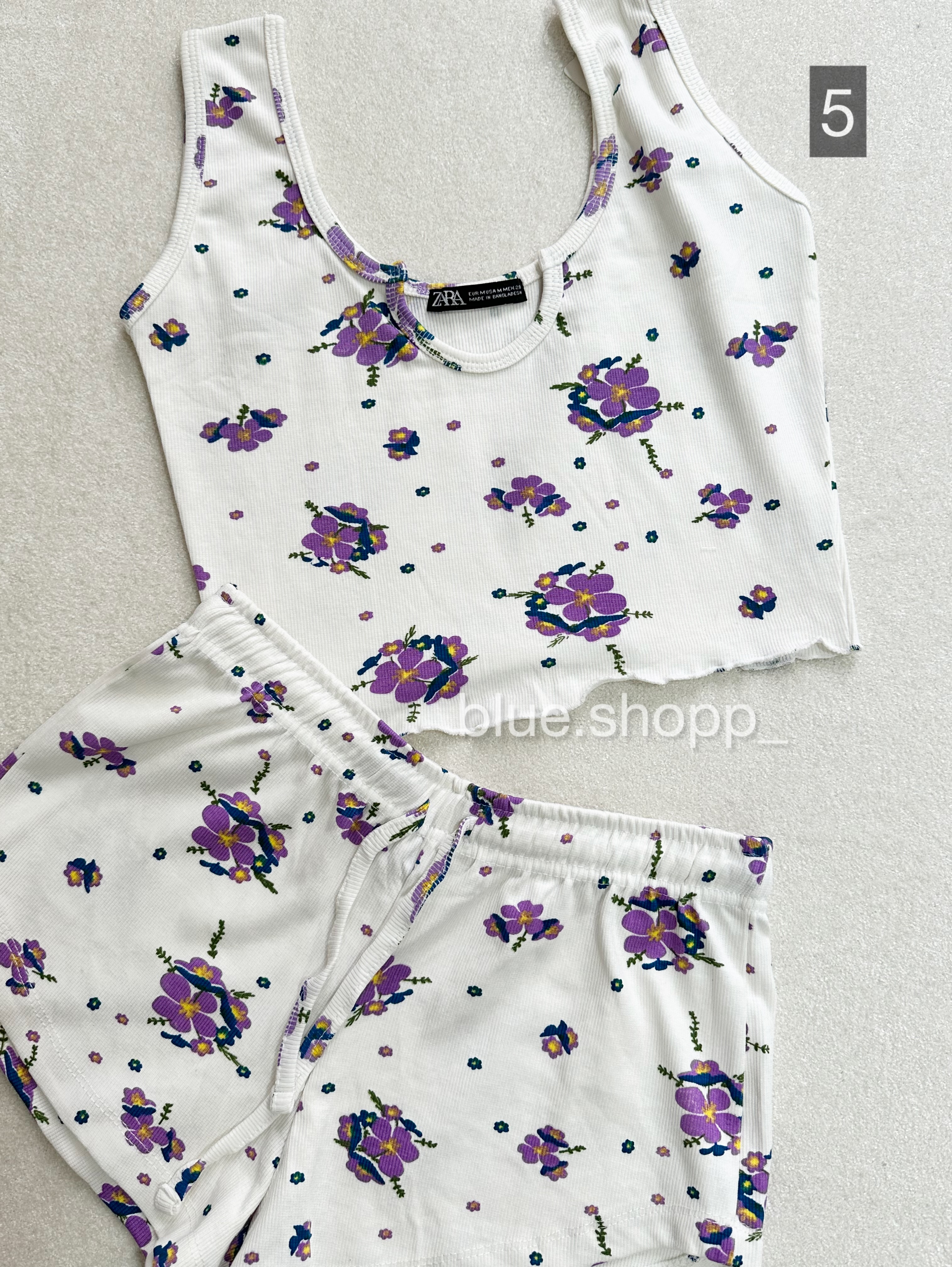 ست کراپ شورتک کبریتی زارا (ZARA)بنگلادش یقه دلبری زنانه و دخترانه/کد ۵۴۵