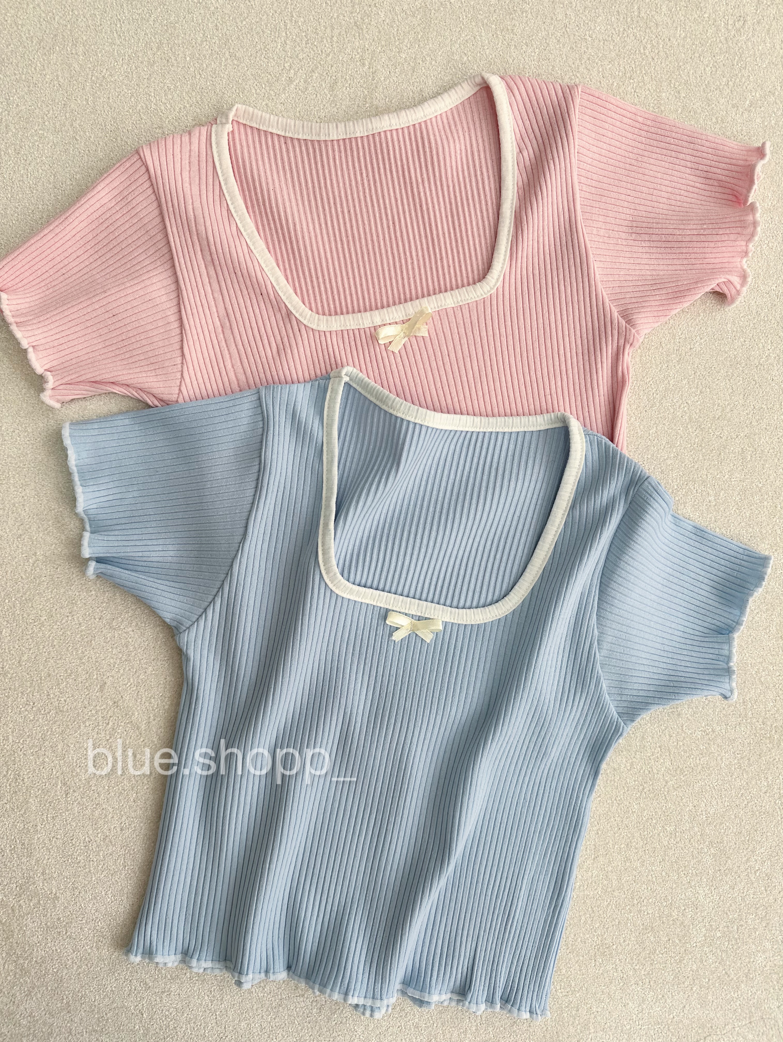 کراپ تاپ کرکره ای پنبه یقه مربعی | فری سایز ۳۶تا۴۲ /کد ۶۶۸