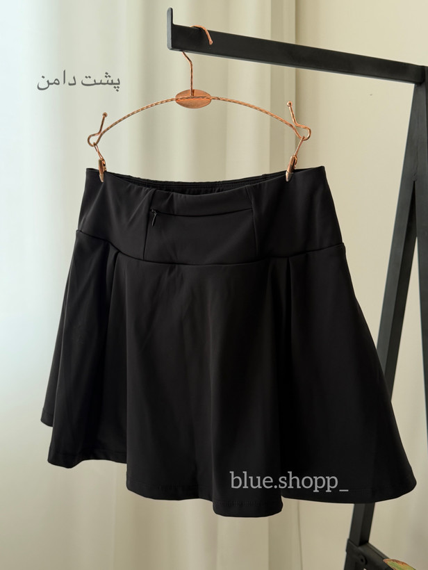 دامن تنیسی مشکی فلامنت زنانه وارداتی شورتکدار جیبدار کد ۱۳۴